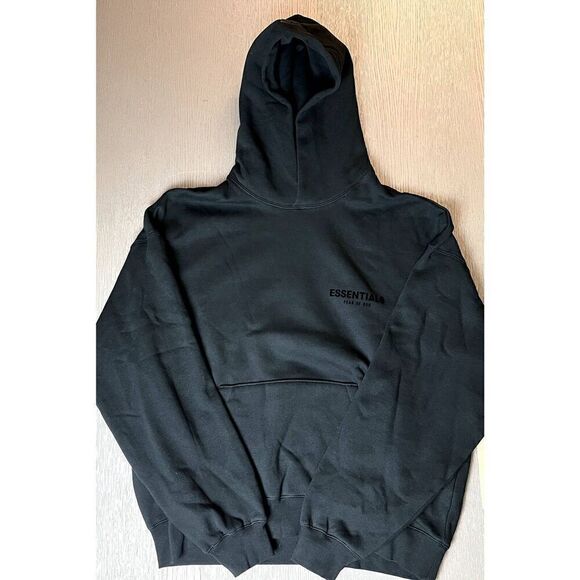 Fear of God Essentials Stretch Limo Black Hoodie Medium NWT - Picture 1 of 14